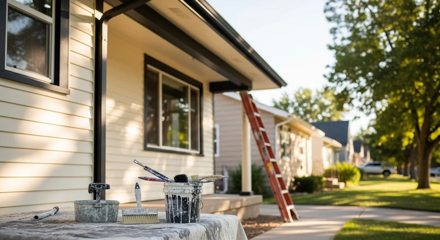 Exterior home with fresh protective coating applied