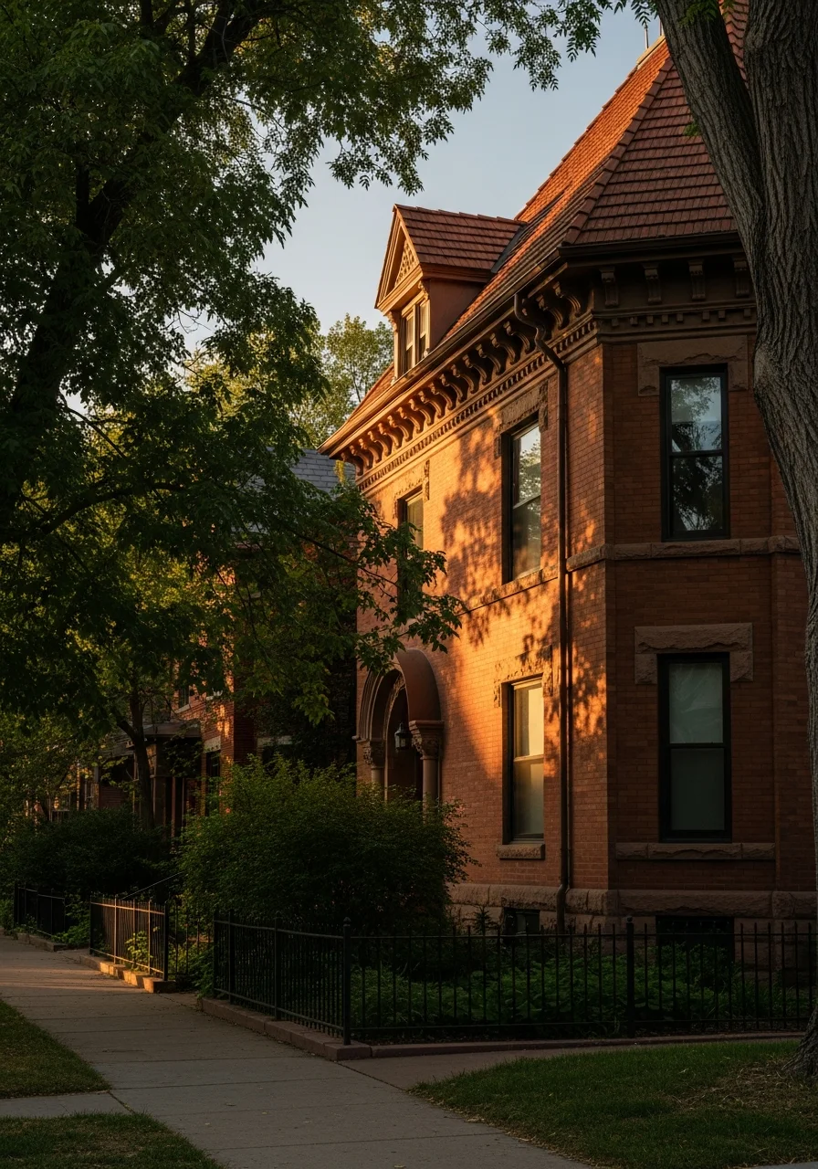 Historic Denver home with original architectural details and mature landscaping on a tree-lined residential street.